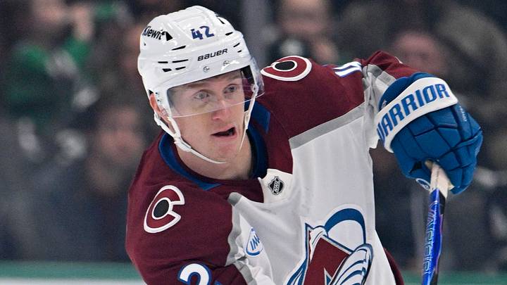 Apr 4, 2026; Dallas, Texas, USA; Colorado Avalanche defenseman Josh Manson (42) skates against the Dallas Stars during the game between the Stars and the Avalanche at American Airlines Center. Mandatory Credit: Jerome Miron-Imagn Images
