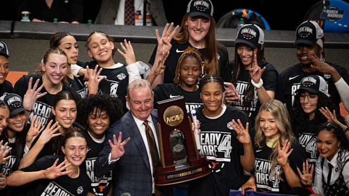 Schaefer (center) and his Longhorns will face South Carolina for the fourth time this season in the Final Four. 