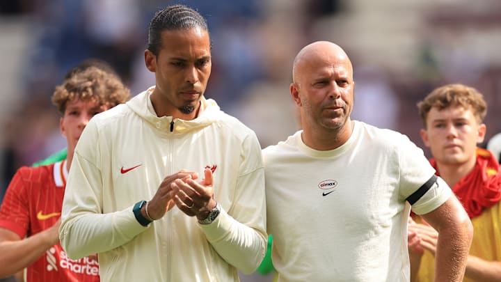 Virgil van Dijk (left) and Arne Slot have offered their explanations for Liverpool’s struggles this season.