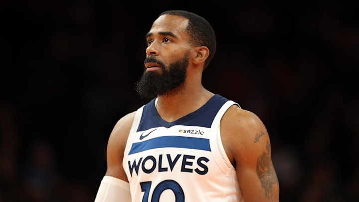 Nov 21, 2025; Phoenix, Arizona, USA; Minnesota Timberwolves guard Mike Conley (10) against the Phoenix Suns during an NBA Cup game at Mortgage Matchup Center. Mandatory Credit: Mark J. Rebilas-Imagn Images Nov 21, 2025; Phoenix, Arizona, USA; Minnesota Timberwolves guard Mike Conley (10) against the Phoenix Suns during an NBA Cup game at Mortgage Matchup Center. Mandatory Credit: Mark J. Rebilas-Imagn Images