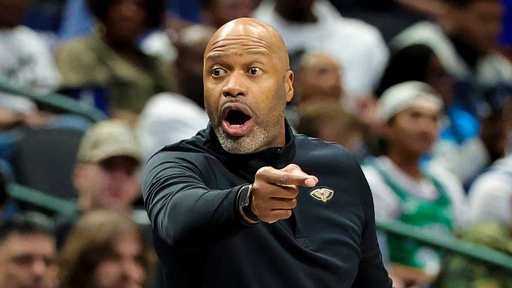 Oct 14, 2026; Dallas, Texas, USA; New Orleans Pelicans head coach Jamahl Mosley reacts during the second half against the Dallas Mavericks at American Airlines Center. Mandatory Credit: Kevin Jairaj-Imagn Images Oct 14, 2026; Dallas, Texas, USA; New Orleans Pelicans head coach Jamahl Mosley reacts during the second half against the Dallas Mavericks at American Airlines Center. Mandatory Credit: Kevin Jairaj-Imagn Images