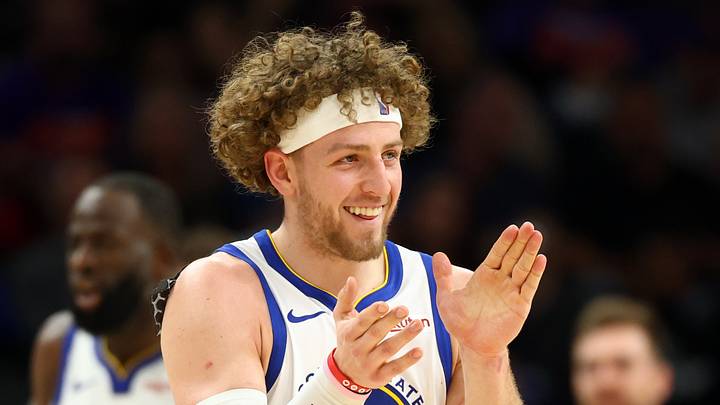 Apr 17, 2026; Phoenix, Arizona, USA; Golden State Warriors guard Brandin Podziemski (2) against the Phoenix Suns during the play-in rounds of the 2026 NBA Playoffs at Mortgage Matchup Center. Mandatory Credit: Mark J. Rebilas-Imagn Images Apr 17, 2026; Phoenix, Arizona, USA; Golden State Warriors guard Brandin Podziemski (2) against the Phoenix Suns during the play-in rounds of the 2026 NBA Playoffs at Mortgage Matchup Center. Mandatory Credit: Mark J. Rebilas-Imagn Images