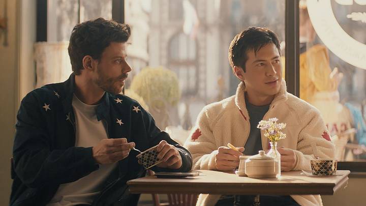 François Arnaud as Scott Hunter and Hudson Williams as Shane Hollander in Heated Rivalry