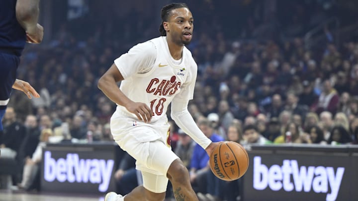 Feb 10, 2025; Cleveland, Ohio, USA; Cleveland Cavaliers guard Darius Garland (10) dribbles the ball in the first quarter against the Minnesota Timberwolves at Rocket Mortgage FieldHouse. Mandatory Credit: David Richard-Imagn Images Feb 10, 2025; Cleveland, Ohio, USA; Cleveland Cavaliers guard Darius Garland (10) dribbles the ball in the first quarter against the Minnesota Timberwolves at Rocket Mortgage FieldHouse. Mandatory Credit: David Richard-Imagn Images