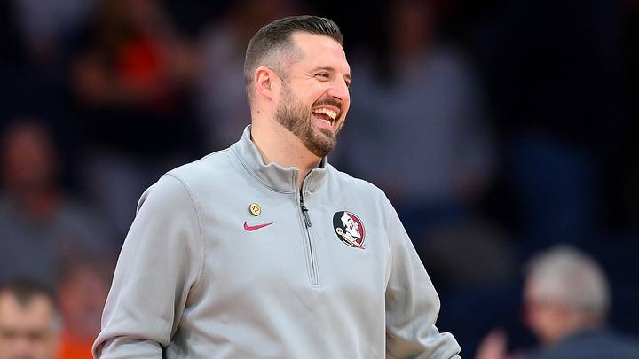 Jan 13, 2026; Syracuse, New York, USA; Florida State Seminoles head coach Luke Loucks reacts prior to the game against the Syracuse Orange at the JMA Wireless Dome. Mandatory Credit: Rich Barnes-Imagn Images Jan 13, 2026; Syracuse, New York, USA; Florida State Seminoles head coach Luke Loucks reacts prior to the game against the Syracuse Orange at the JMA Wireless Dome. Mandatory Credit: Rich Barnes-Imagn Images