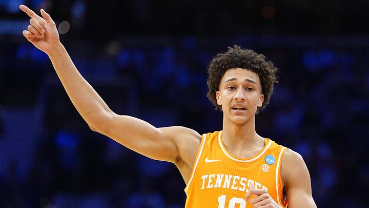 Mar 22, 2026; Philadelphia, PA, USA; Tennessee Volunteers forward Nate Ament (10) reacts against the Virginia Cavaliers in the second half during a second round game of the men's 2026 NCAA Tournament at Xfinity Mobile Arena. Mandatory Credit: Kyle Ross-Imagn Images Mar 22, 2026; Philadelphia, PA, USA; Tennessee Volunteers forward Nate Ament (10) reacts against the Virginia Cavaliers in the second half during a second round game of the men's 2026 NCAA Tournament at Xfinity Mobile Arena. Mandatory Credit: Kyle Ross-Imagn Images