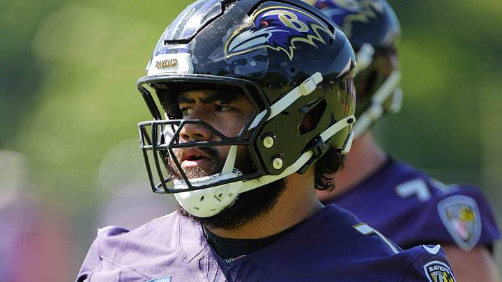 Baltimore Ravens guard Vega Ioane Baltimore Ravens guard Vega Ioane