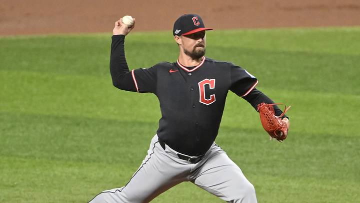 Oct 19, 2026; St. Petersburg, Florida, USA; Cleveland Guardians pitcher Shawn Armstrong (43) pitches against the Tampa Bay Rays during the first inning in game six of the ALCS for the 2026 MLB Playoffs at Tropicana Field. Mandatory Credit: Pablo Robles-Imagn Images Oct 19, 2026; St. Petersburg, Florida, USA; Cleveland Guardians pitcher Shawn Armstrong (43) pitches against the Tampa Bay Rays during the first inning in game six of the ALCS for the 2026 MLB Playoffs at Tropicana Field. Mandatory Credit: Pablo Robles-Imagn Images