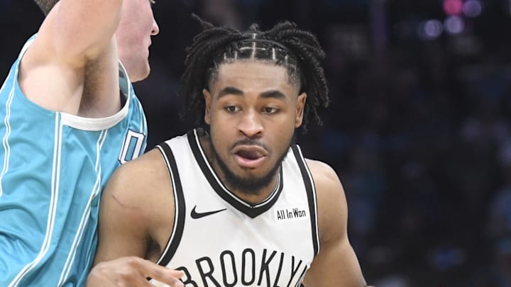 Oct 22, 2025; Charlotte, North Carolina, USA; Brooklyn Nets guard Cam Thomas (24) drives in during the first half against the Charlotte Hornets at the Spectrum Center. Mandatory Credit: Sam Sharpe-Imagn Images Oct 22, 2025; Charlotte, North Carolina, USA; Brooklyn Nets guard Cam Thomas (24) drives in during the first half against the Charlotte Hornets at the Spectrum Center. Mandatory Credit: Sam Sharpe-Imagn Images