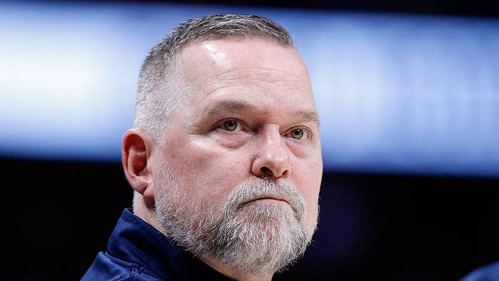 Apr 1, 2025; Denver, Colorado, USA; Denver Nuggets head coach Michael Malone in the second quarter against the Minnesota Timberwolves at Ball Arena. Mandatory Credit: Isaiah J. Downing-Imagn Images