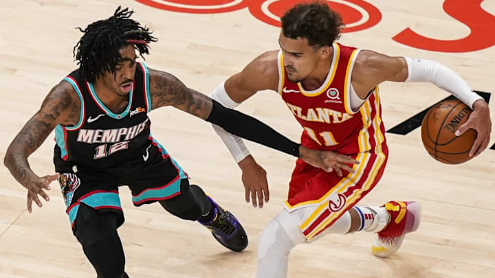 Memphis Grizzlies star Ja Morant and Atlanta Hawks counterpart Trae Young have been dancing for years despite playing in different conferences. Could they wind up traded for one another? Mandatory Credit: Dale Zanine-Imagn Images