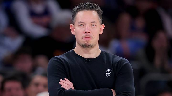 Jun 10, 2026; New York, New York, USA; San Antonio Spurs head coach Mitch Johnson coaches against the New York Knicks during the second quarter of game four of the 2026 NBA Finals at Madison Square Garden. Mandatory Credit: Brad Penner-Imagn Images