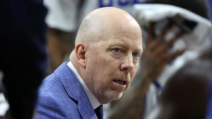 Mar 20, 2026; Philadelphia, PA, USA; UCLA Bruins head coach Mick Cronin reacts in the first half during a first round game of the men's 2026 NCAA Tournament at Xfinity Mobile Arena. Mandatory Credit: Bill Streicher-Imagn Images