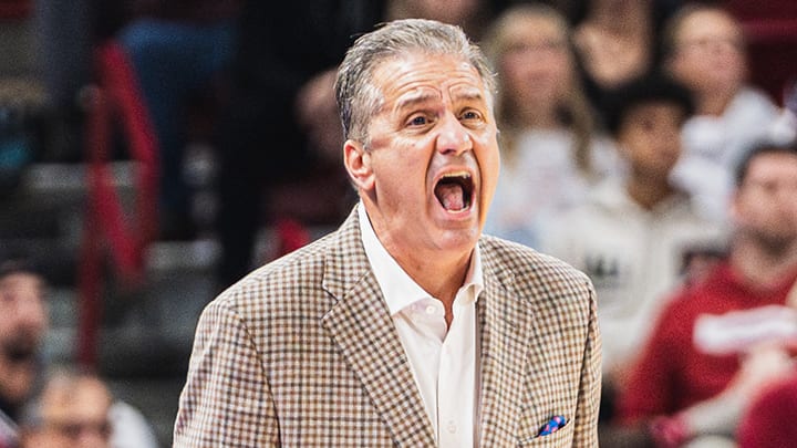 Arkansas Razorbacks coach John Calipari reacts against Florida inside Bud Walton Arena. The Florida Gators won 71-63. Arkansas Razorbacks coach John Calipari reacts against Florida inside Bud Walton Arena. The Florida Gators won 71-63.