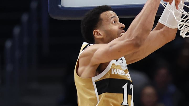 Feb 1, 2026; Washington, District of Columbia, USA; Washington Wizards center Skal Labissiere (17) dunks during the second half against the Sacramento Kings at Capital One Arena. Mandatory Credit: Daniel Kucin Jr.-Imagn Images