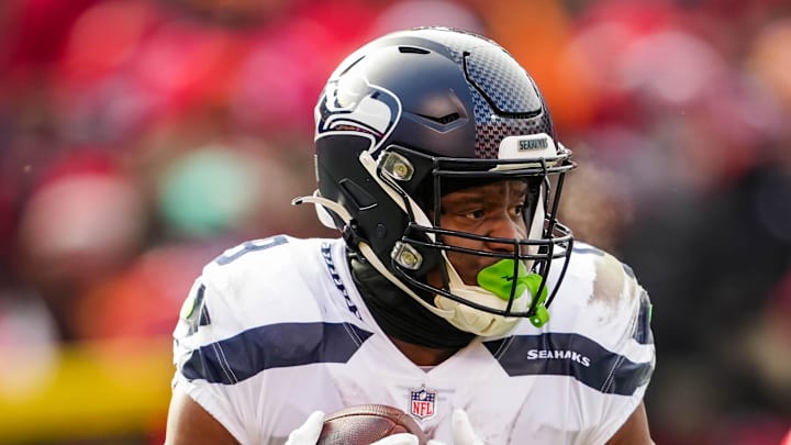 Seattle Seahawks running back Kenneth Walker III runs the ball during the second half.