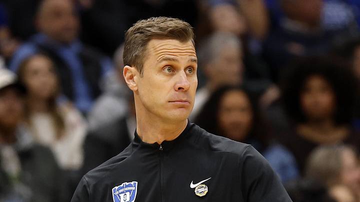 Mar 27, 2026; Washington, DC, USA; Duke Blue Devils head coach Jon Scheyer reacts in the first half during a Sweet Sixteen game of the East Regional of the men's 2026 NCAA Tournament at Capital One Arena. Mandatory Credit: Geoff Burke-Imagn Images Mar 27, 2026; Washington, DC, USA; Duke Blue Devils head coach Jon Scheyer reacts in the first half during a Sweet Sixteen game of the East Regional of the men's 2026 NCAA Tournament at Capital One Arena. Mandatory Credit: Geoff Burke-Imagn Images