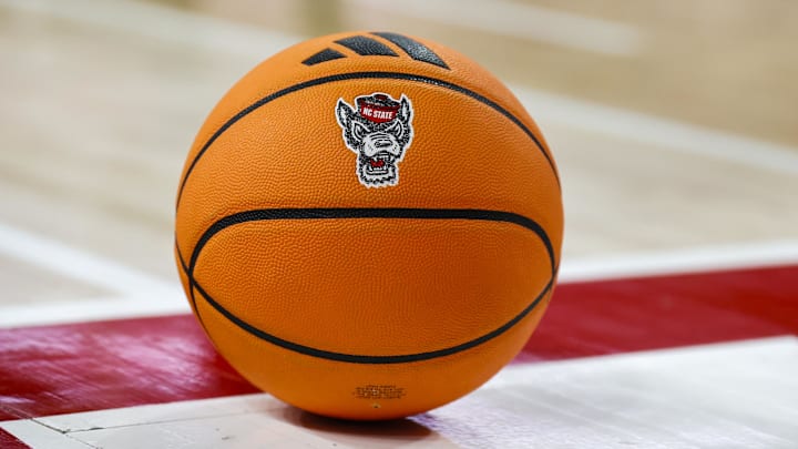 Jan 17, 2026; Raleigh, North Carolina, USA; NC State Wolfpack ball during the second half of the game against the Georgia Tech Yellow Jackets at the Lenovo Center. Mandatory Credit: Jaylynn Nash-Imagn Images Jan 17, 2026; Raleigh, North Carolina, USA; NC State Wolfpack ball during the second half of the game against the Georgia Tech Yellow Jackets at the Lenovo Center. Mandatory Credit: Jaylynn Nash-Imagn Images