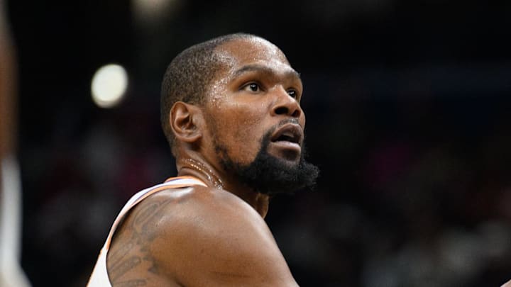 Jan 16, 2025; Washington, District of Columbia, USA; Phoenix Suns forward Kevin Durant (35) takes a free throw during the third quarter against the Washington Wizards at Capital One Arena. Mandatory Credit: Reggie Hildred-Imagn Images