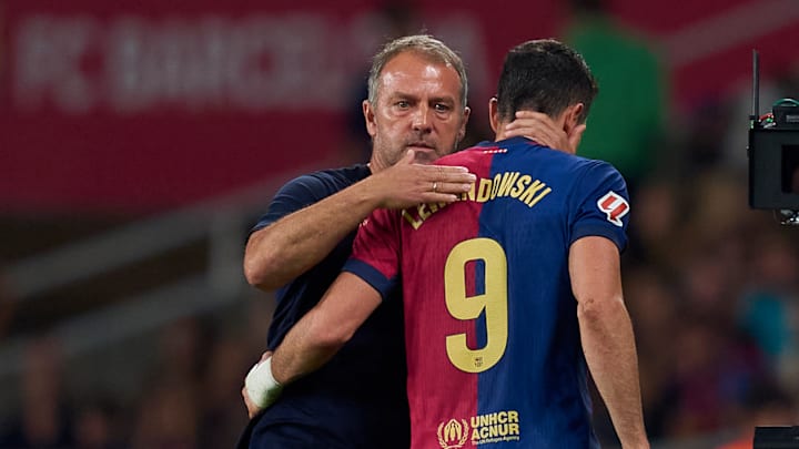 Hansi Flick et Robert Lewandowski - FC Barcelone