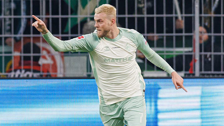 Marvin Ducksch jubelt im Trikot des SV Werder Bremen