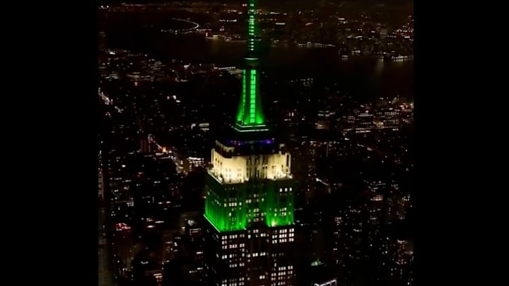 The Empire State Building celebrates the Philadelphia Eagles’ win in the NFC championship.