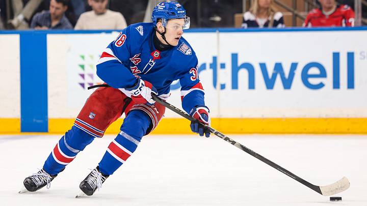 Apr 5, 2026; New York, New York, USA; New York Rangers left wing Adam Sykora (38) skates against the Washington Capitals during the first period at Madison Square Garden. Mandatory Credit: Danny Wild-Imagn Images Apr 5, 2026; New York, New York, USA; New York Rangers left wing Adam Sykora (38) skates against the Washington Capitals during the first period at Madison Square Garden. Mandatory Credit: Danny Wild-Imagn Images