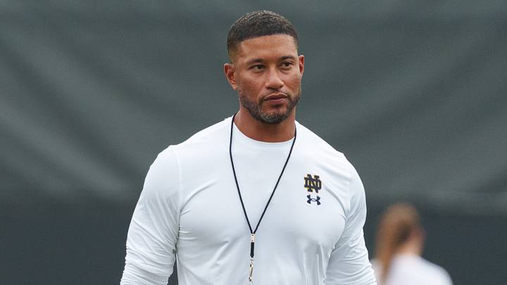 Head coach Marcus Freeman during a Notre Dame football practice at Irish Athletic Center on Thursday, Aug. 6, 2026, in South Bend. Head coach Marcus Freeman during a Notre Dame football practice at Irish Athletic Center on Thursday, Aug. 6, 2026, in South Bend.