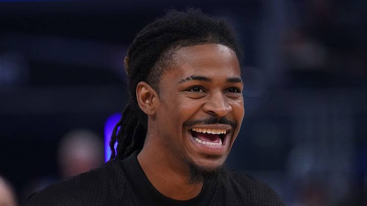 Oct 16, 2026; San Francisco, California, USA;  Portland Trail Blazers guard Ja Morant (1) smiles during warm ups before the game against the Golden State Warriors at Chase Center. Mandatory Credit: David Gonzales-Imagn Images