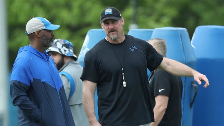 Detroit Lions general manager Brad Holmes and coach Dan Campbell. Detroit Lions general manager Brad Holmes and coach Dan Campbell.