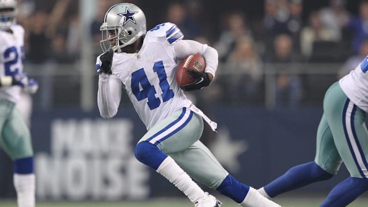 Dallas Cowboys cornerback Terence Newman returns an interception against the Seattle Seahawks.