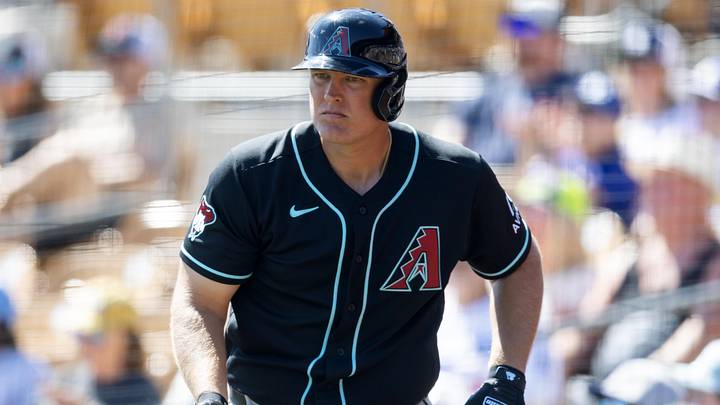 Mar 10, 2026; Phoenix, Arizona, USA; Arizona Diamondbacks first baseman Luken Baker against the Los Angeles Dodgers during a spring training game at Camelback Ranch-Glendale. Mandatory Credit: Mark J. Rebilas-Imagn Images Mar 10, 2026; Phoenix, Arizona, USA; Arizona Diamondbacks first baseman Luken Baker against the Los Angeles Dodgers during a spring training game at Camelback Ranch-Glendale. Mandatory Credit: Mark J. Rebilas-Imagn Images