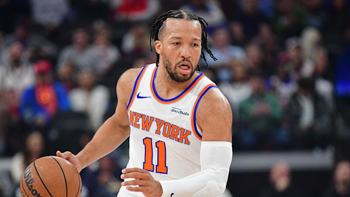 Mar 9, 2026; Inglewood, California, USA; New York Knicks guard Jalen Brunson (11) moves the ball up court against the Los Angeles Clippers during the first half at Intuit Dome. Mandatory Credit: Gary A. Vasquez-Imagn Images Mar 9, 2026; Inglewood, California, USA; New York Knicks guard Jalen Brunson (11) moves the ball up court against the Los Angeles Clippers during the first half at Intuit Dome. Mandatory Credit: Gary A. Vasquez-Imagn Images