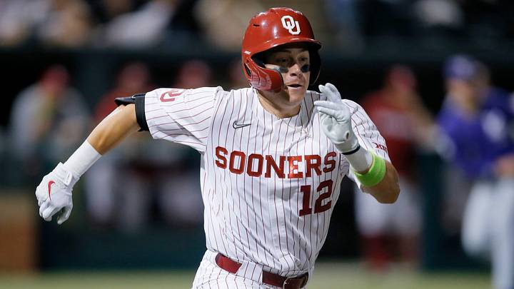 Oklahoma's Brett Squires (12) runs to first base after a hit in the sixth inning of a Big 12 baseball game between the University of Oklahoma Sooners (OU) and the Kansas State Wildcats in Norman, Okla., Friday, April 29, 2022.
Ou Baseball Oklahoma's Brett Squires (12) runs to first base after a hit in the sixth inning of a Big 12 baseball game between the University of Oklahoma Sooners (OU) and the Kansas State Wildcats in Norman, Okla., Friday, April 29, 2022.
Ou Baseball