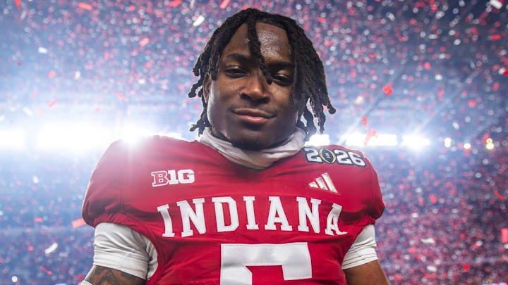 Indiana's D'Angelo Ponds (5) celebrates after the College Football Playoff National Championship Indiana's D'Angelo Ponds (5) celebrates after the College Football Playoff National Championship