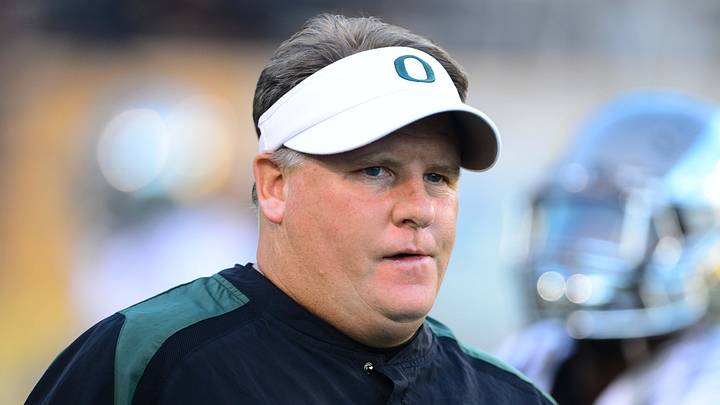 Oct. 18, 2012; Tempe, AZ, USA; Oregon Ducks head coach Chip Kelly prior to the game against the Arizona State Sun Devils at Sun Devil Stadium. Mandatory Credit: Mark J. Rebilas-USA TODAY Sports Oct. 18, 2012; Tempe, AZ, USA; Oregon Ducks head coach Chip Kelly prior to the game against the Arizona State Sun Devils at Sun Devil Stadium. Mandatory Credit: Mark J. Rebilas-USA TODAY Sports