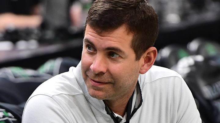 Apr 2, 2025; Boston, Massachusetts, USA; Boston Celtics general manager Brad Stevens prior to a game against the Miami Heat at TD Garden. Mandatory Credit: Bob DeChiara-Imagn Images