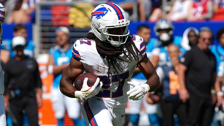 Buffalo Bills running back Ian Wheeler runs with the ball against the Carolina Panthers.