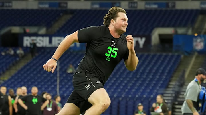 Former Clemson offensive lineman Blake Miller (OL35) during the NFL Scouting Combine at Lucas Oil Stadium