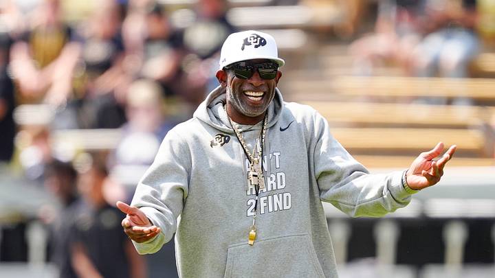 Colorado Buffaloes head coach Deion Sanders before the game against the Delaware Fighting Blue Hens at Folsom Field. Colorado Buffaloes head coach Deion Sanders before the game against the Delaware Fighting Blue Hens at Folsom Field.