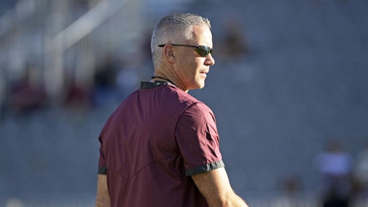 Sep 21, 2024; Tallahassee, Florida, USA; Florida State Seminoles head coach Mike Norvell before a game against the California Golden Bears at Doak S. Campbell Stadium. Mandatory Credit: Melina Myers-Imagn Images