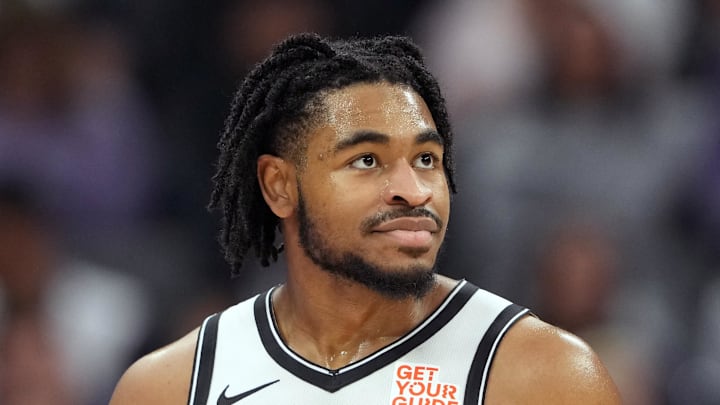 Nov 24, 2024; Sacramento, California, USA; Brooklyn Nets guard Cam Thomas (24) during the first quarter against the Sacramento Kings at Golden 1 Center. Mandatory Credit: Darren Yamashita-Imagn Images