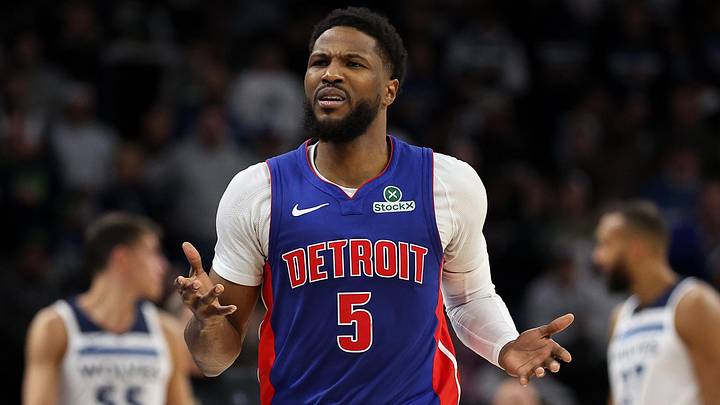 Mar 30, 2025; Minneapolis, Minnesota, USA; Detroit Pistons guard Malik Beasley (5) reacts during the second quarter against the Minnesota Timberwolves at Target Center. Mandatory Credit: Matt Krohn-Imagn Images Mar 30, 2025; Minneapolis, Minnesota, USA; Detroit Pistons guard Malik Beasley (5) reacts during the second quarter against the Minnesota Timberwolves at Target Center. Mandatory Credit: Matt Krohn-Imagn Images