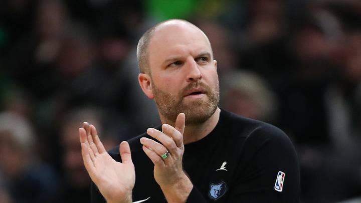 Memphis Grizzlies head coach Taylor Jenkins reacts during the first half against the Boston Celtics at TD Garden on December 7, 2024.
