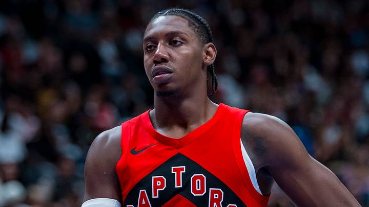 Toronto Raptors forward RJ Barrett during a stop in play against the Los Angeles Clippers Toronto Raptors forward RJ Barrett during a stop in play against the Los Angeles Clippers