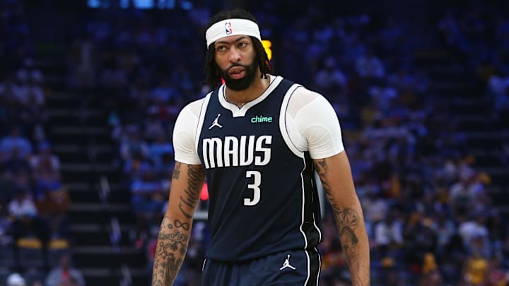 Apr 18, 2025; Memphis, Tennessee, USA; Dallas Mavericks forward Anthony Davis (3) reacts during the second quarter against the Memphis Grizzlies at FedExForum. Mandatory Credit: Petre Thomas-Imagn Images Apr 18, 2025; Memphis, Tennessee, USA; Dallas Mavericks forward Anthony Davis (3) reacts during the second quarter against the Memphis Grizzlies at FedExForum. Mandatory Credit: Petre Thomas-Imagn Images