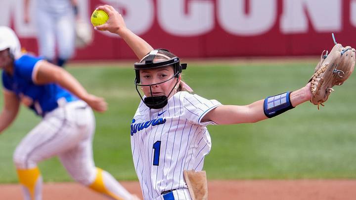Mineral Point High School's Tenleigh Bockhop (1) pitches against Johnson Creek in the WIAA Division 4 state championship game on June 13, 2026. Tork Mason/USA TODAY NETWORK-Wisconsin Mineral Point High School's Tenleigh Bockhop (1) pitches against Johnson Creek in the WIAA Division 4 state championship game on June 13, 2026. Tork Mason/USA TODAY NETWORK-Wisconsin