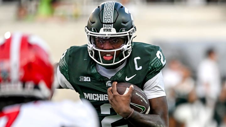 Michigan State's Aidan Chiles runs for a gain against Youngstown State during the fourth quarter on Saturday, Sept. 13, 2025, at Spartan Stadium in East Lansing. Michigan State's Aidan Chiles runs for a gain against Youngstown State during the fourth quarter on Saturday, Sept. 13, 2025, at Spartan Stadium in East Lansing.