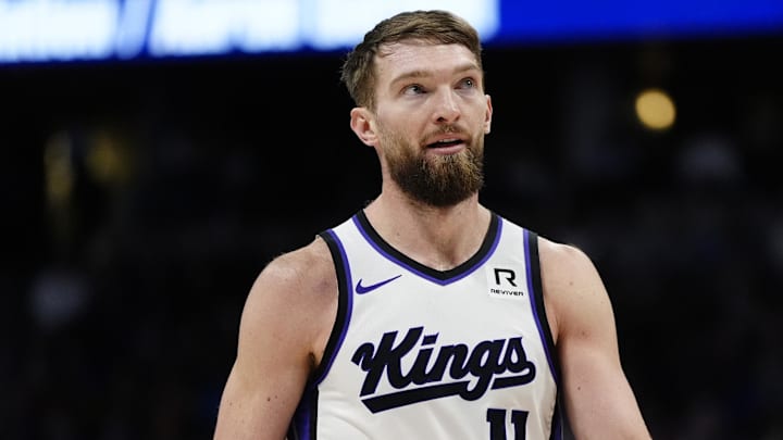 Jan 23, 2025; Denver, Colorado, USA; Sacramento Kings forward Domantas Sabonis (11) during the second half against the Denver Nuggets at Ball Arena.