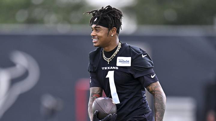Jun 10, 2026; Houston, Texas, USA; Houston Texans wide receiver Tank Dell (1) participates during the team’s minicamp at Houston Methodist Training Center. Mandatory Credit: Maria Lysaker-Imagn Images Jun 10, 2026; Houston, Texas, USA; Houston Texans wide receiver Tank Dell (1) participates during the team’s minicamp at Houston Methodist Training Center. Mandatory Credit: Maria Lysaker-Imagn Images